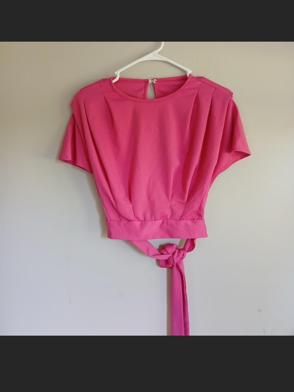 Women’s Pink Tie-Waist Short Sleeve Top